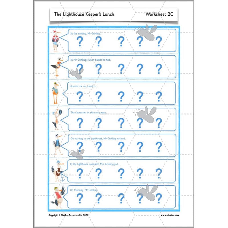 PlanBee The Lighthouse Keeper's Lunch Planning | Year 2 Instructions 