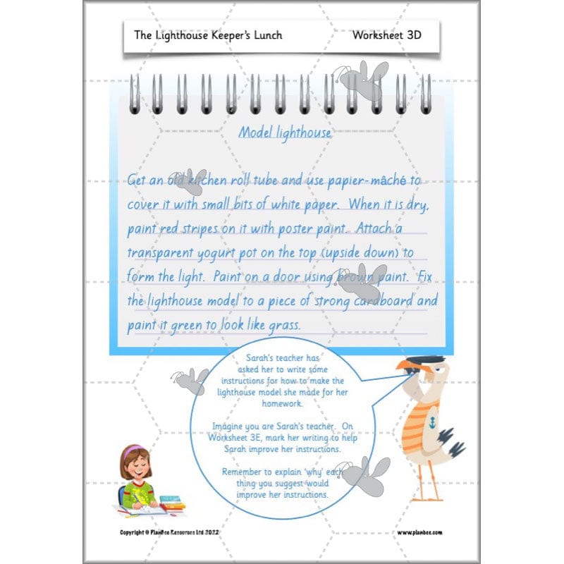 PlanBee The Lighthouse Keeper's Lunch Planning | Year 2 Instructions 