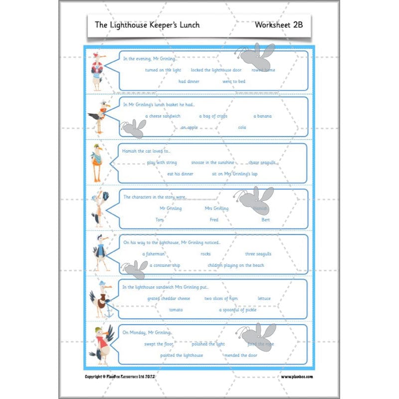 PlanBee The Lighthouse Keeper's Lunch Planning | Year 2 Instructions 