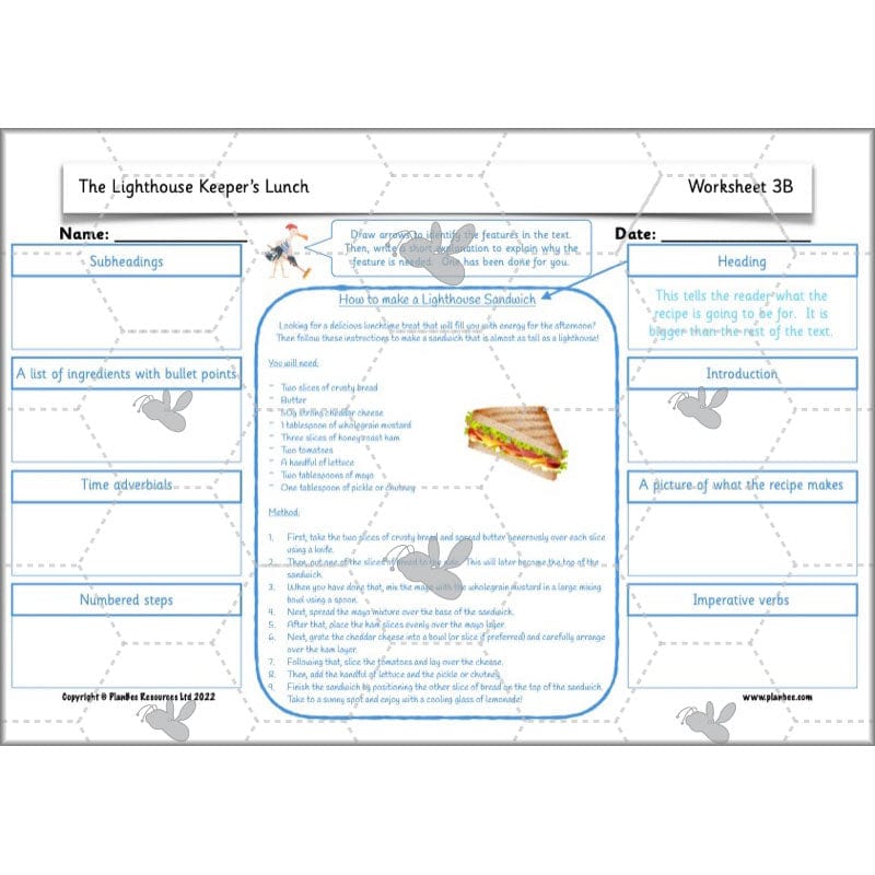 PlanBee The Lighthouse Keeper's Lunch Planning | Year 2 Instructions 