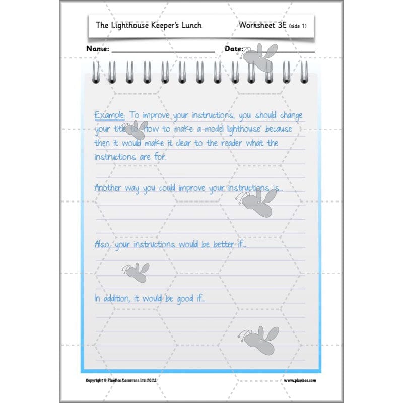 PlanBee The Lighthouse Keeper's Lunch Planning | Year 2 Instructions 