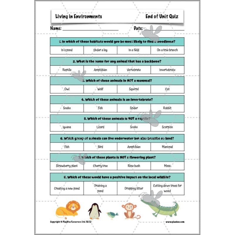 PlanBee Living Things and their Habitats Year 4 Science Lessons