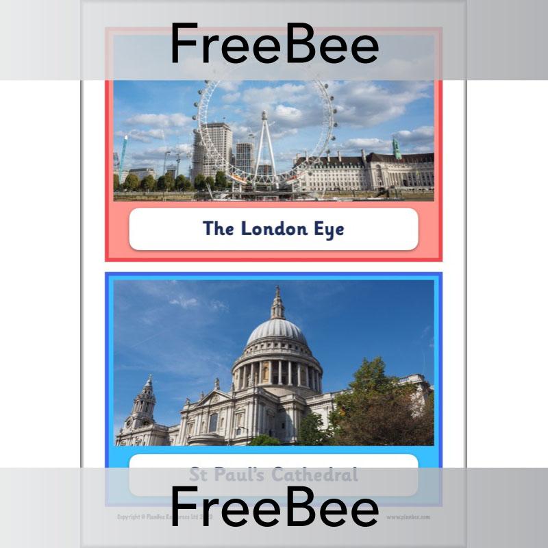 PlanBee FREE London Landmarks KS1 Display Cards  | Geography