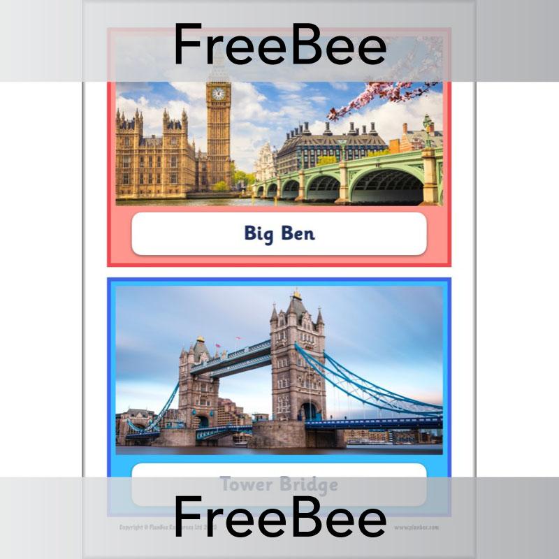 PlanBee FREE London Landmarks KS1 Display Cards  | Geography