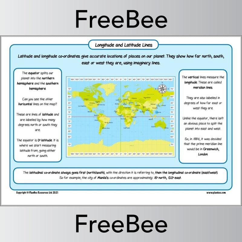 PlanBee Longitude and Latitude KS2 Poster by PlanBee