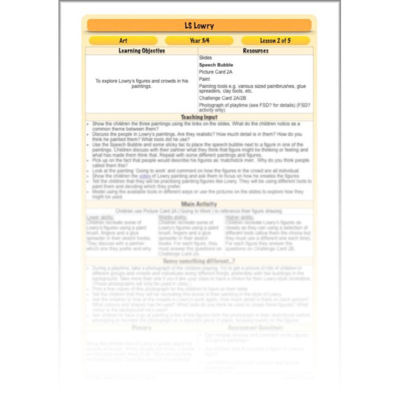 PlanBee LS Lowry KS2 - Year 3/4 Art Planning by PlanBee