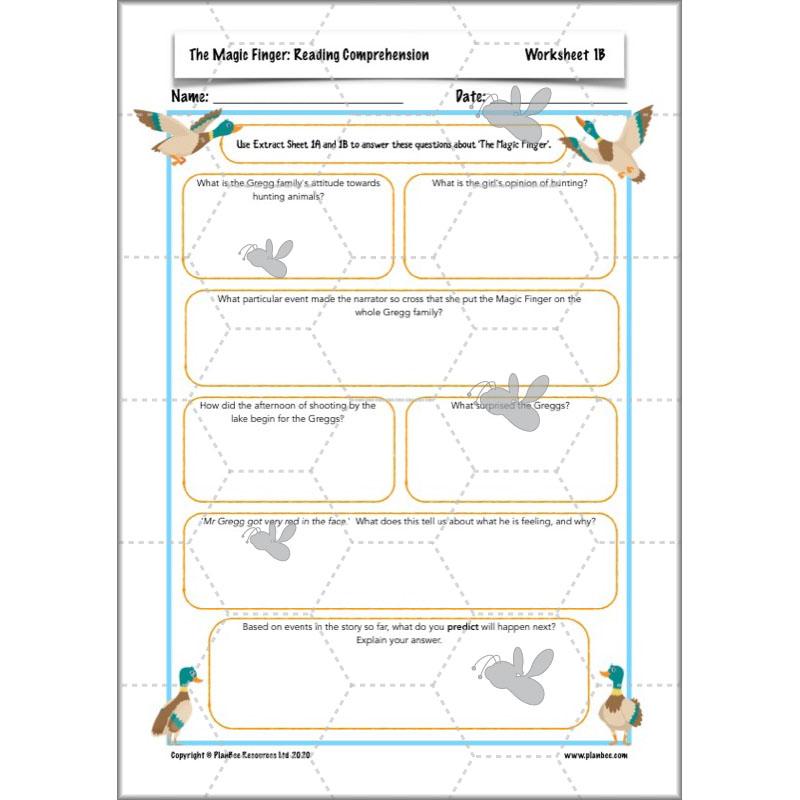 PlanBee The Magic Finger Lesson Plans Year 4 Reading Comprehension