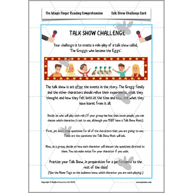PlanBee The Magic Finger Lesson Plans Year 4 Reading Comprehension