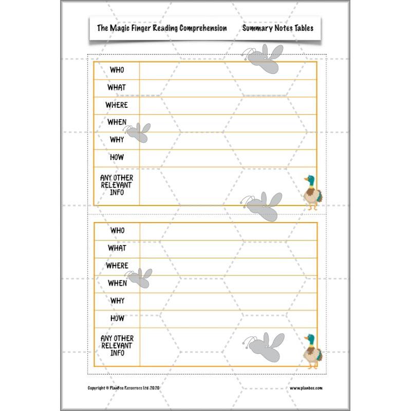 PlanBee The Magic Finger Lesson Plans Year 4 Reading Comprehension