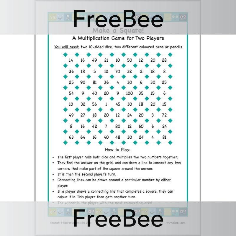 PlanBee Make a Square! Multiplication Game | Free KS2 Maths Puzzle