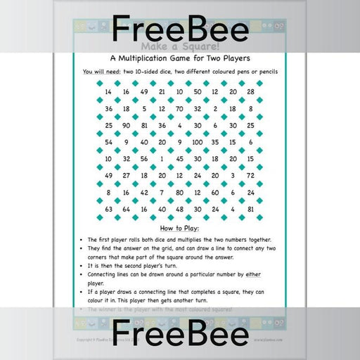 PlanBee Make a Square! Multiplication Game | Free KS2 Maths Puzzle