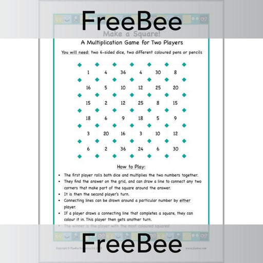 PlanBee Make a Square! Multiplication Game | Free KS2 Maths Puzzle