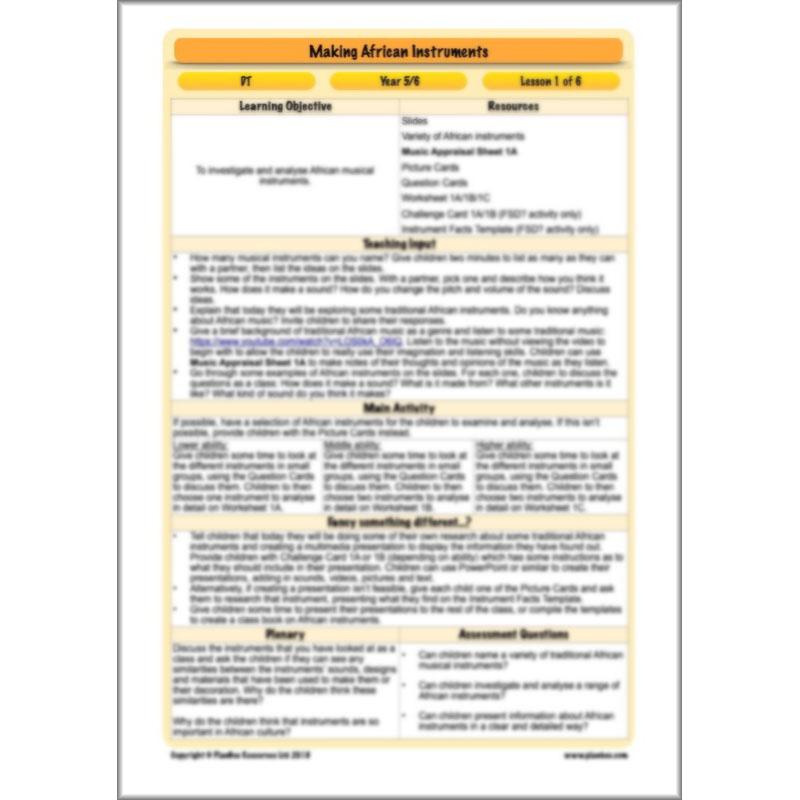 PlanBee Making Musical Instruments: African KS2 DT Lessons | PlanBee