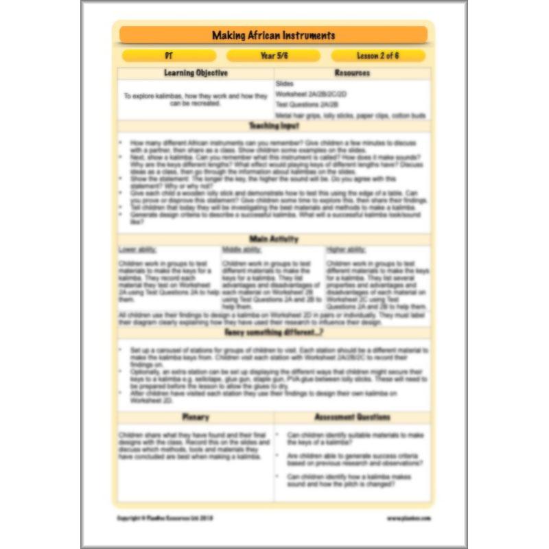 PlanBee Making Musical Instruments: African KS2 DT Lessons | PlanBee