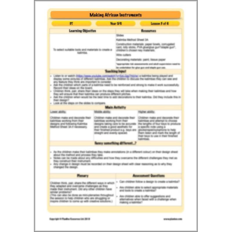 PlanBee Making Musical Instruments: African KS2 DT Lessons | PlanBee