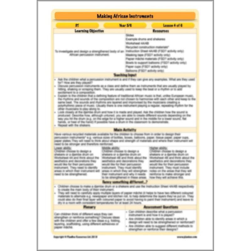 PlanBee Making Musical Instruments: African KS2 DT Lessons | PlanBee