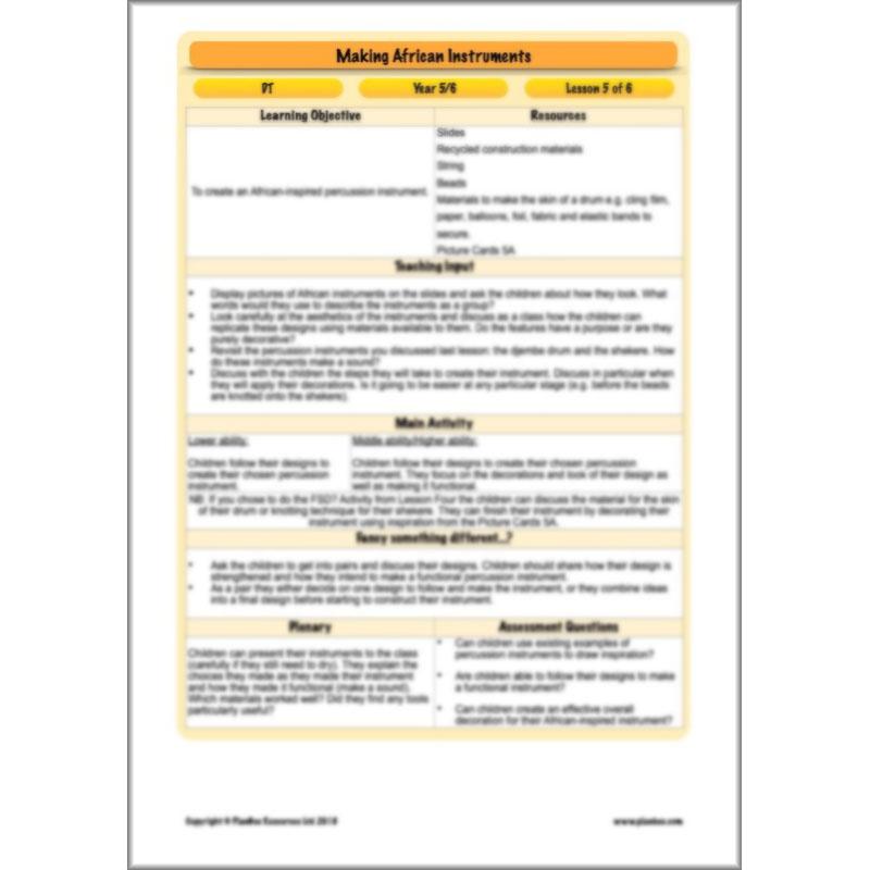 PlanBee Making Musical Instruments: African KS2 DT Lessons | PlanBee