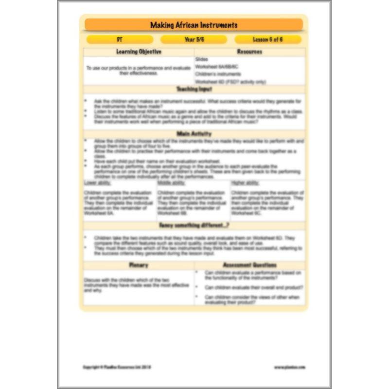 PlanBee Making Musical Instruments: African KS2 DT Lessons | PlanBee