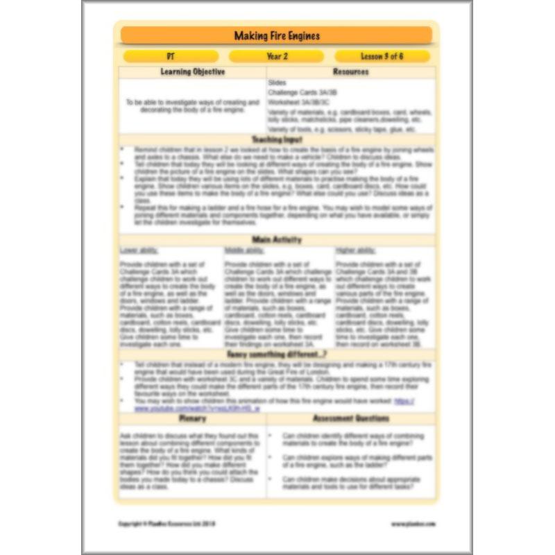 PlanBee How to Make a Fire Engine | KS1 DT lessons by PlanBee