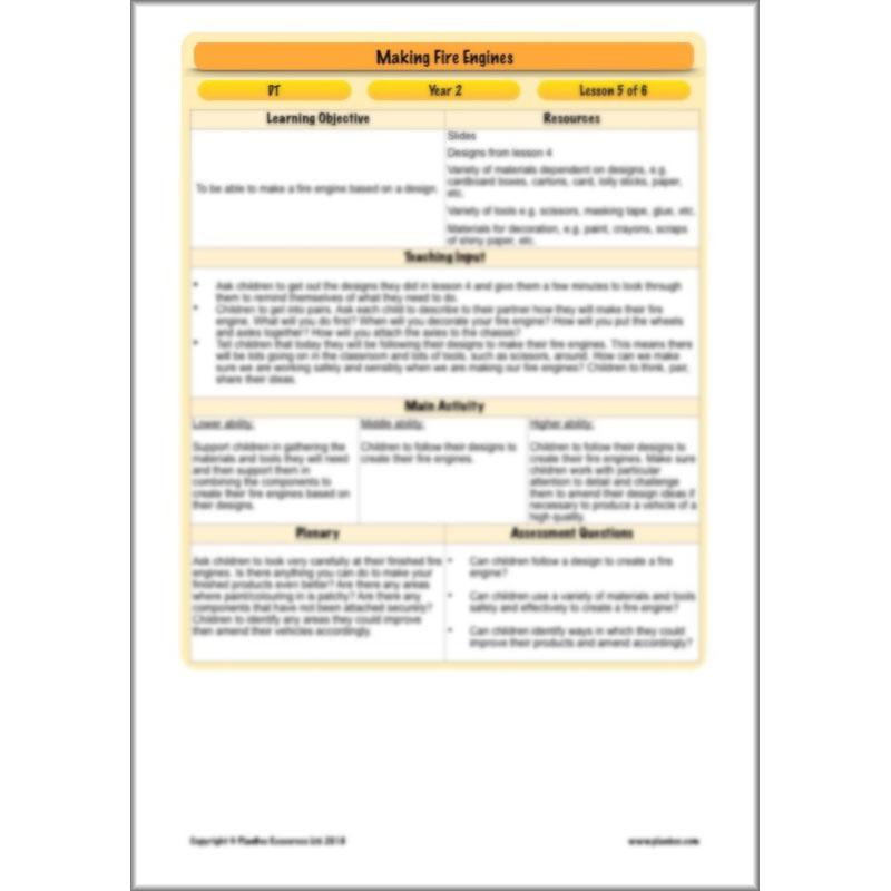 PlanBee How to Make a Fire Engine | KS1 DT lessons by PlanBee