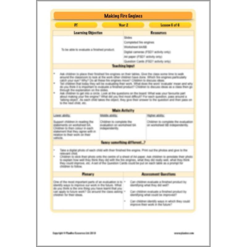 PlanBee How to Make a Fire Engine | KS1 DT lessons by PlanBee