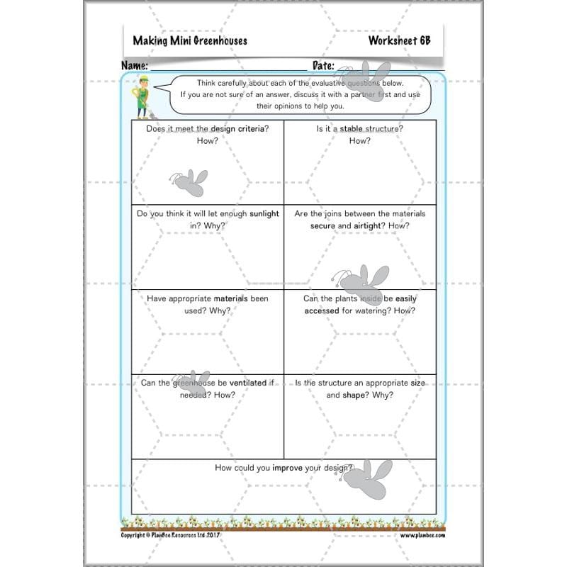 PlanBee Making Mini Greenhouses: complete DT scheme of work for KS2