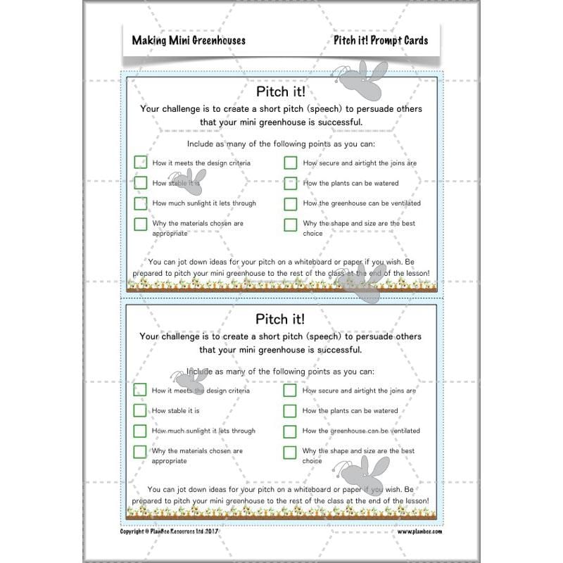 PlanBee Making Mini Greenhouses: complete DT scheme of work for KS2