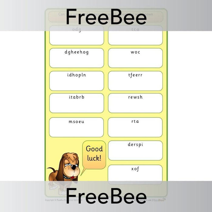 PlanBee Free Mammal Anagrams | PlanBee FreeBees