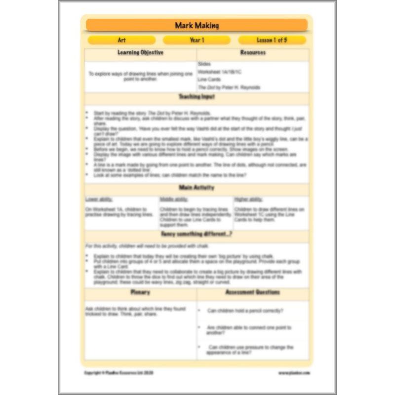 PlanBee Mark Making Ideas | Year 1 art lessons by PlanBee