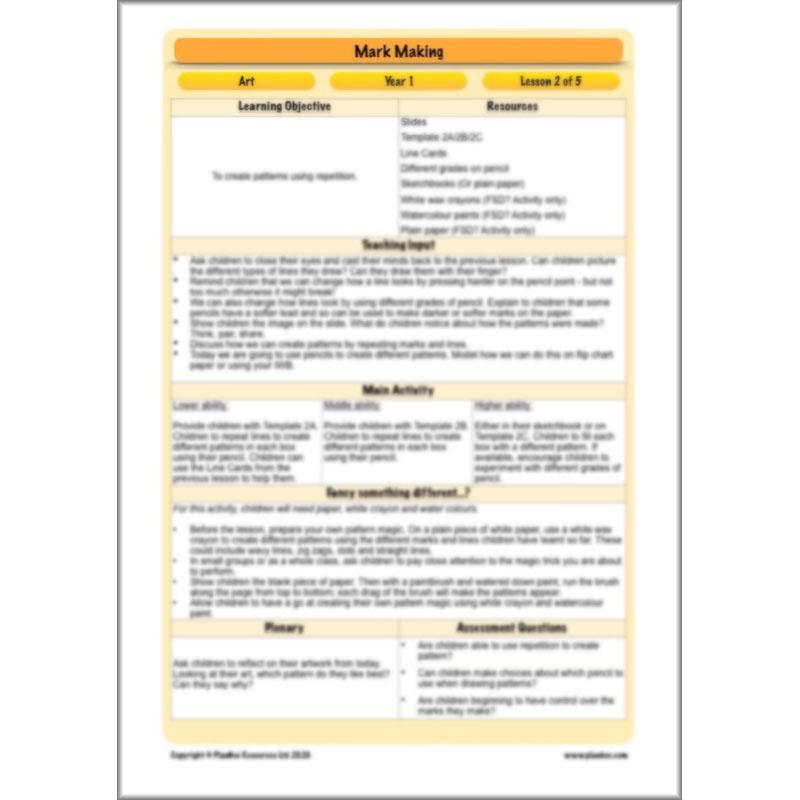 PlanBee Mark Making Ideas | Year 1 art lessons by PlanBee