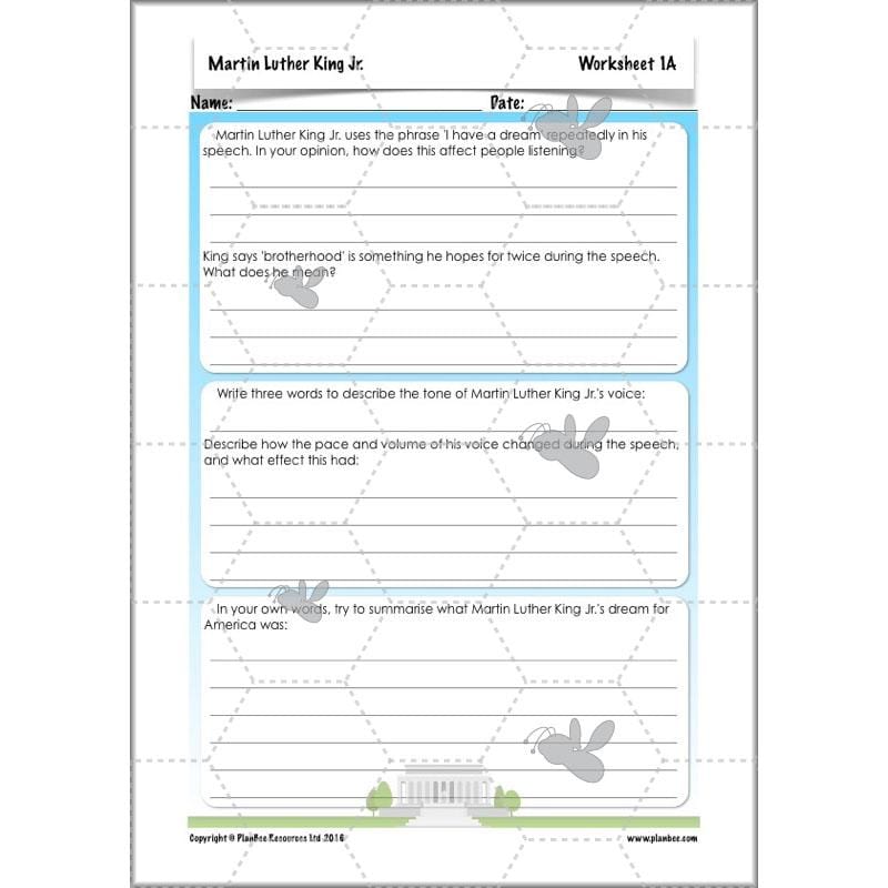 PlanBee Martin Luther King KS2 Year 5/6 Lesson by PlanBee