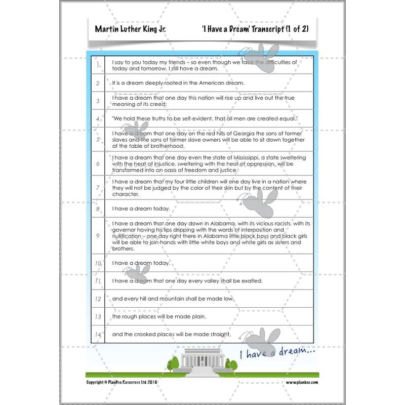 PlanBee Martin Luther King KS2 Year 5/6 Lesson by PlanBee