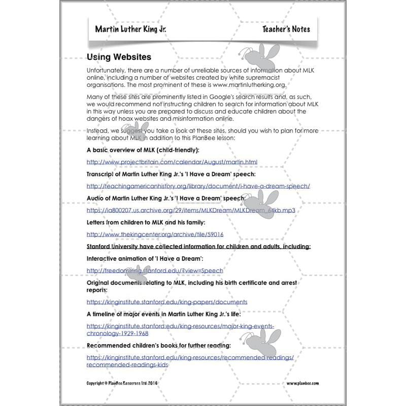 PlanBee Martin Luther King KS2 Year 5/6 Lesson by PlanBee