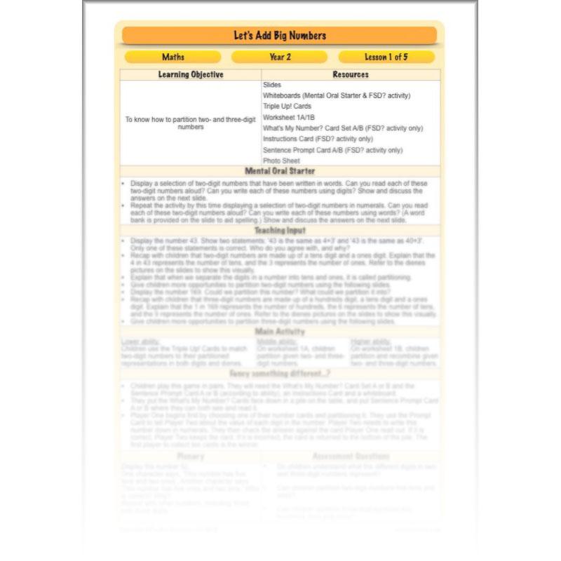 PlanBee Let's Add Big Numbers: Year 2 Maths scheme of work KS1