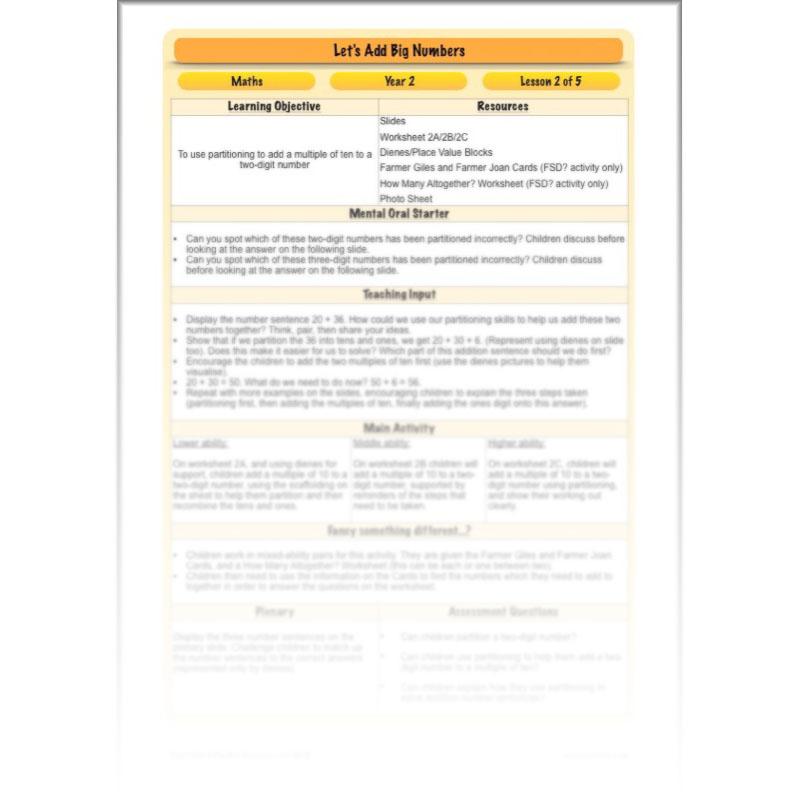 PlanBee Let's Add Big Numbers: Year 2 Maths scheme of work KS1