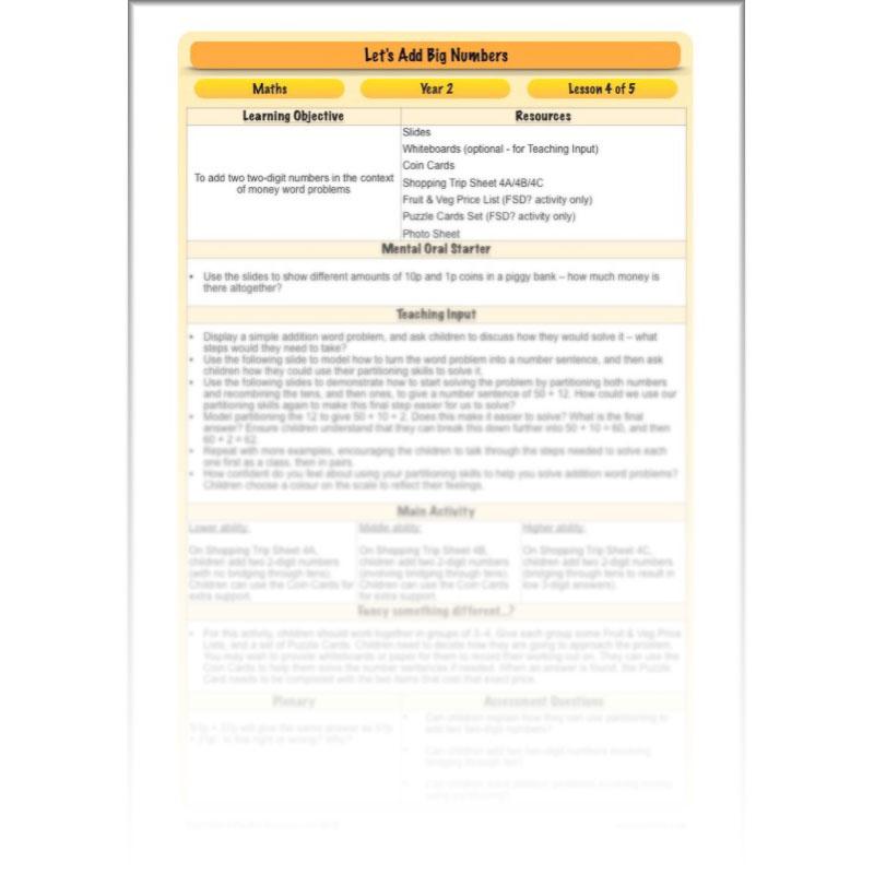 PlanBee Let's Add Big Numbers: Year 2 Maths scheme of work KS1