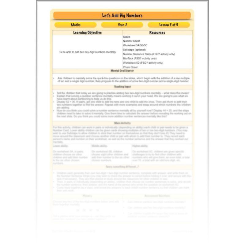 PlanBee Let's Add Big Numbers: Year 2 Maths scheme of work KS1