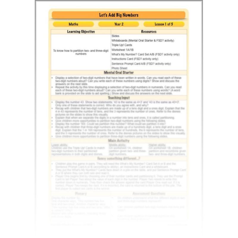 PlanBee Let's Add Big Numbers: Year 2 Maths scheme of work KS1