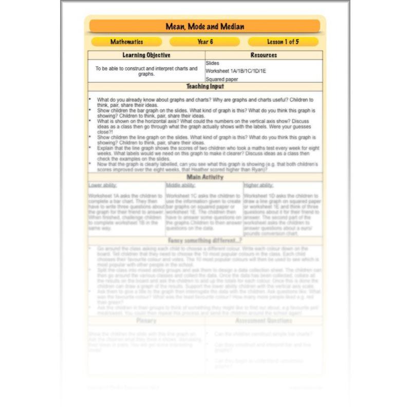 PlanBee Mean Median and Mode Year 6 Maths by PlanBee
