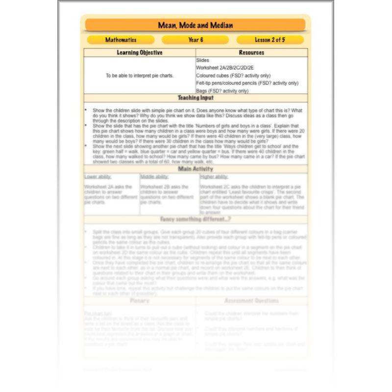 PlanBee Mean Median and Mode Year 6 Maths by PlanBee