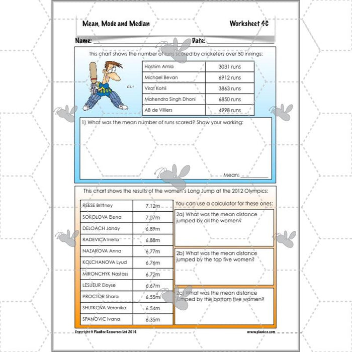 PlanBee Mean Median and Mode Year 6 Maths by PlanBee