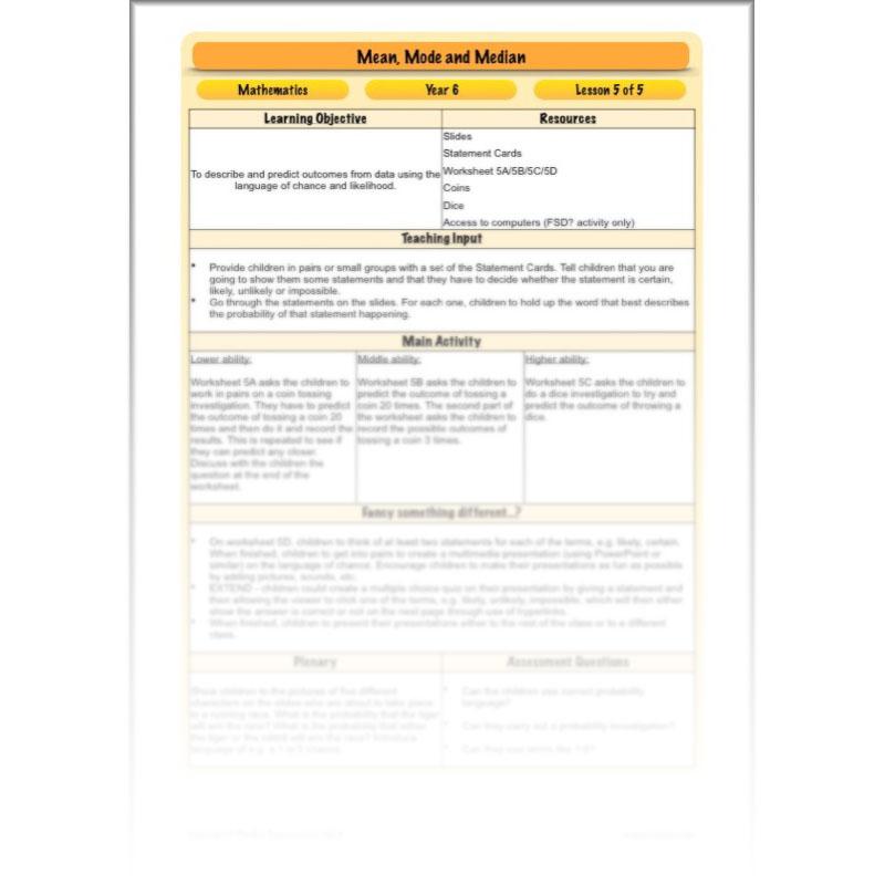 PlanBee Mean Median and Mode Year 6 Maths by PlanBee