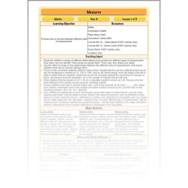 PlanBee Measures Year 6 Maths Lesson Planning and Resources