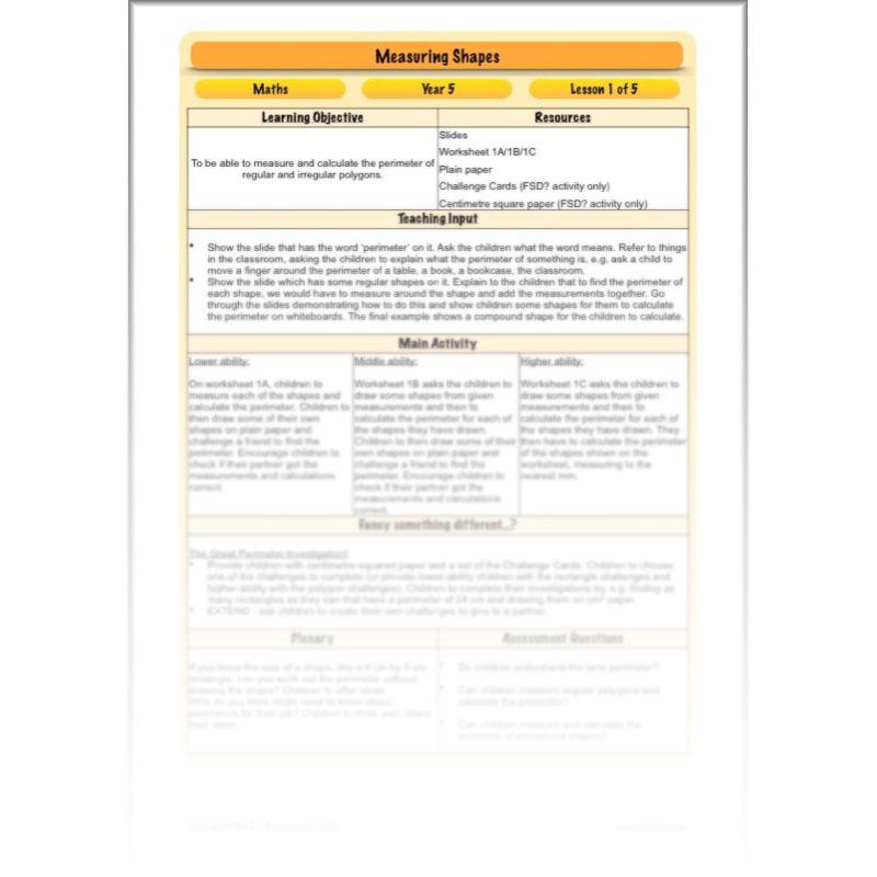 PlanBee Measuring Shapes Year 5 Maths Planning by PlanBee