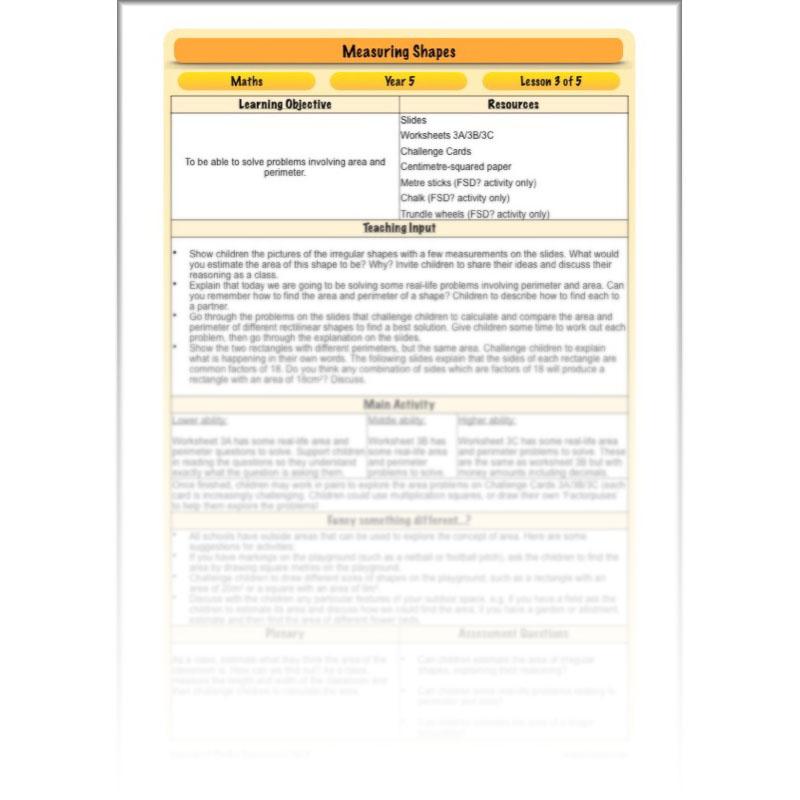 PlanBee Measuring Shapes Year 5 Maths Planning by PlanBee