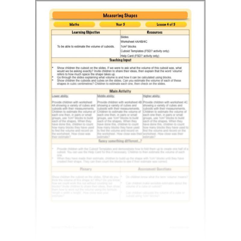 PlanBee Measuring Shapes Year 5 Maths Planning by PlanBee