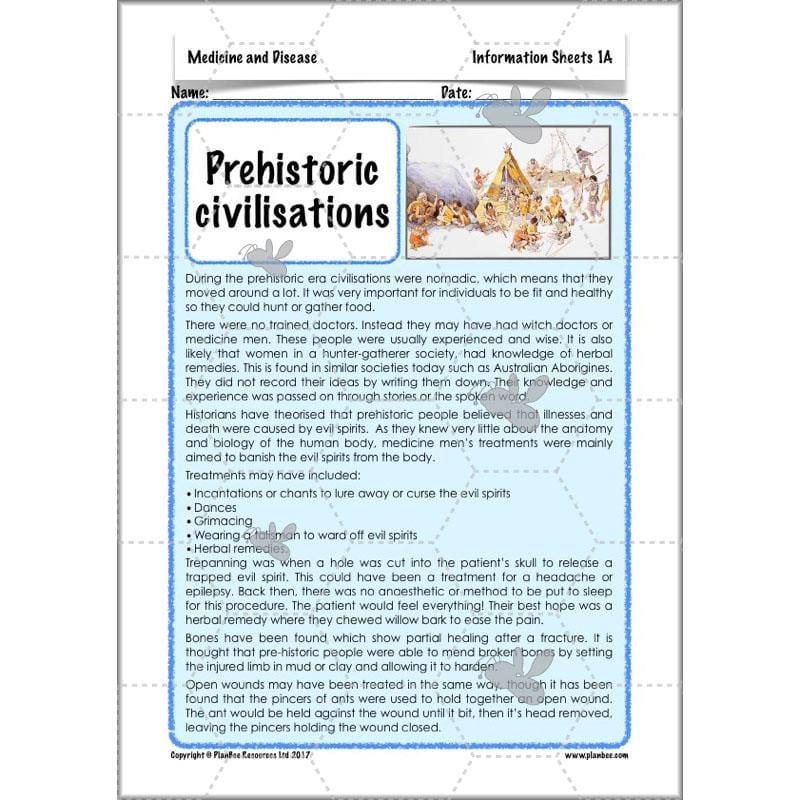 PlanBee Medicine Through Time Resources | History Disease Lessons