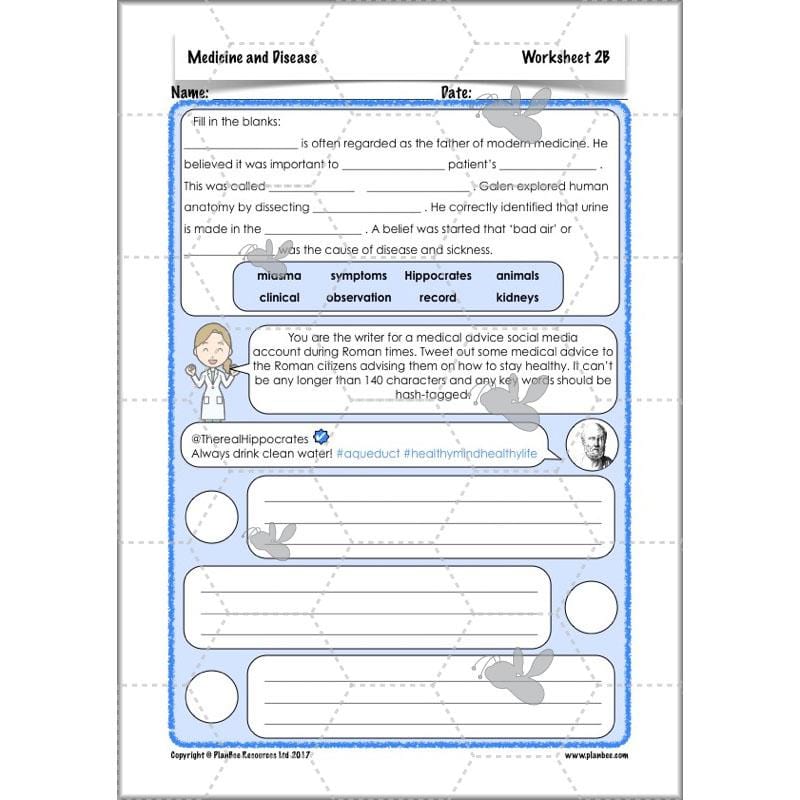 PlanBee Medicine Through Time Resources | History Disease Lessons