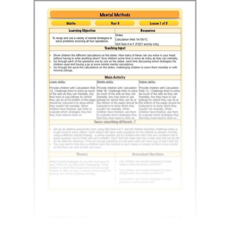 PlanBee Mental Methods - Complete Year 6 Planning and Resources PlanBee