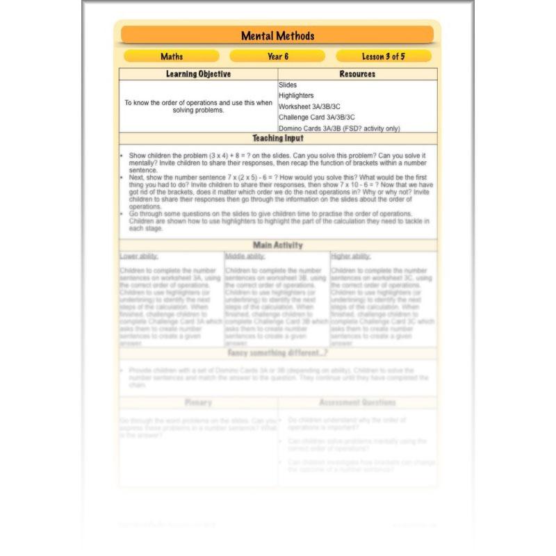 PlanBee Mental Methods - Complete Year 6 Planning and Resources PlanBee